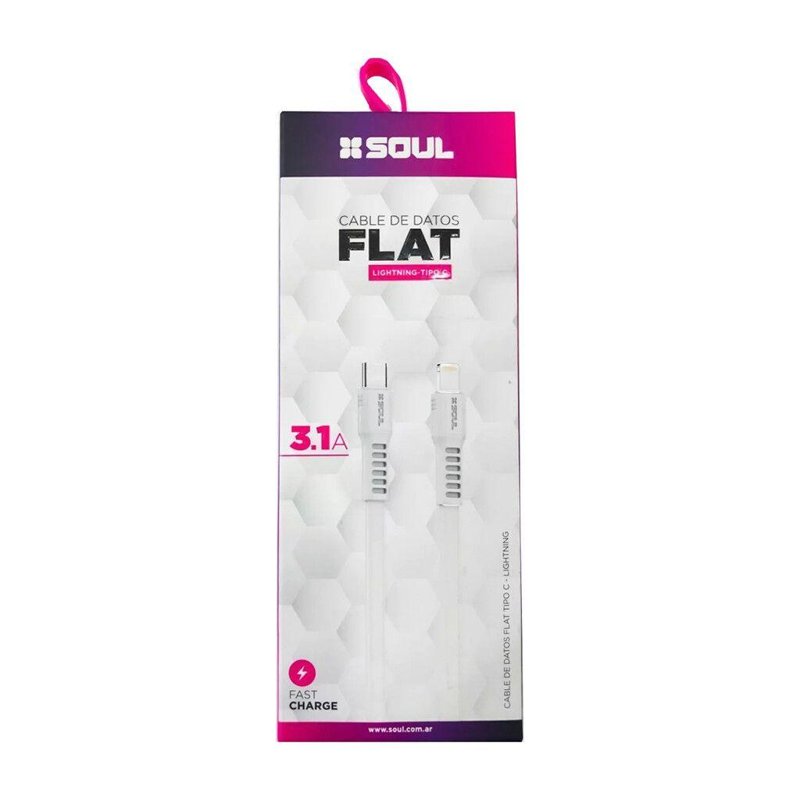 CABLE SOUL FLAT USB-C A LIGHTNING 3.1A 1.2M