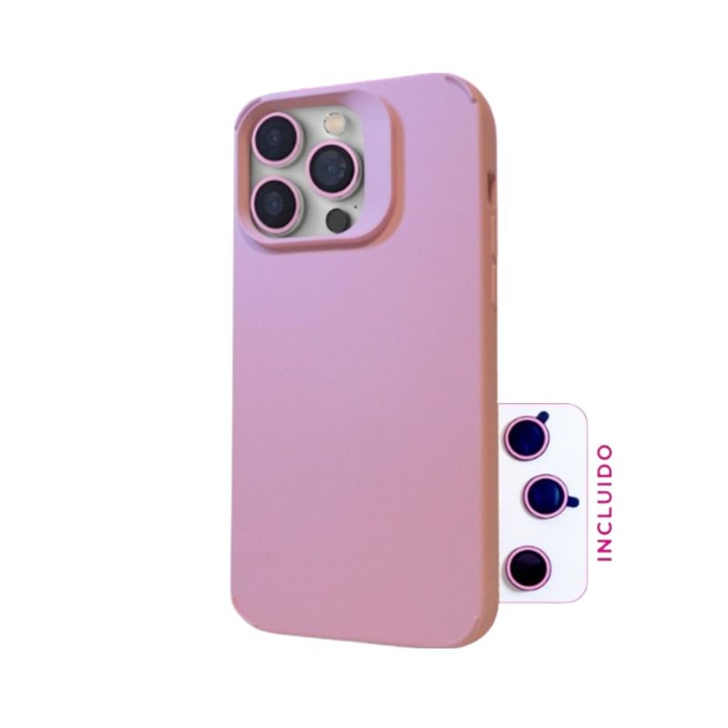 FUNDA SOUL SILICONE C/LENTE IPHONE 15 ROSA