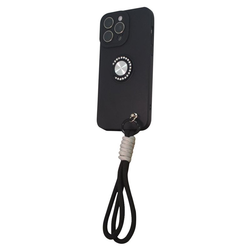 FUNDA SOUL SILICONE C/ANILLO Y CORREA IPH 15 PRO NEGRO