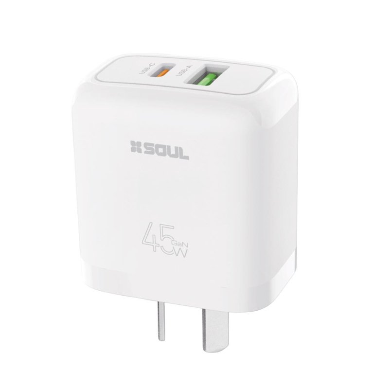 CARGADOR VIAJERO SOUL FAST PD + USB QC 45W GAN CABEZAL