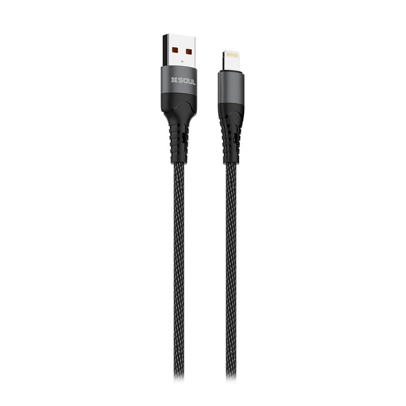 CABLE SOUL MALLADO USB A LIGHTNING NEGRO