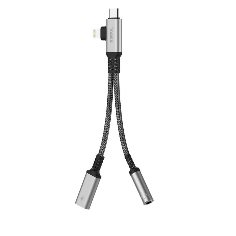 ADAPTADOR SOUL USB-C + LIGHTNING + JACK 3.5 + CARGA