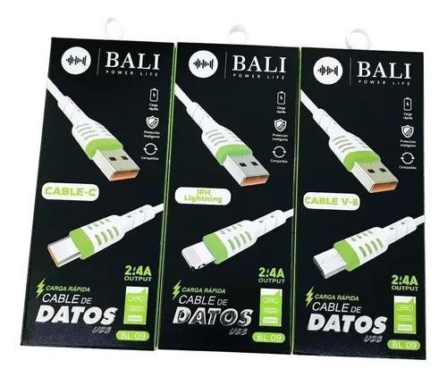 CABLE BALI REFORZADO USB A LIGHTNING 1M BLANCO