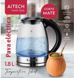 PAVA JARRA ELECTRICA AITECH 1800W VIDRIO P/MATE